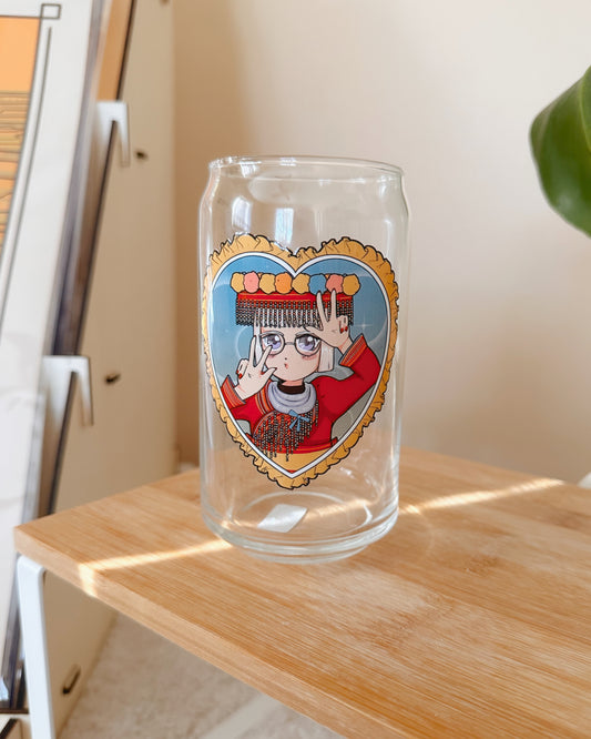 Luv Ruffled Heart Hmong Cutie Can-shaped glass by Fumibean