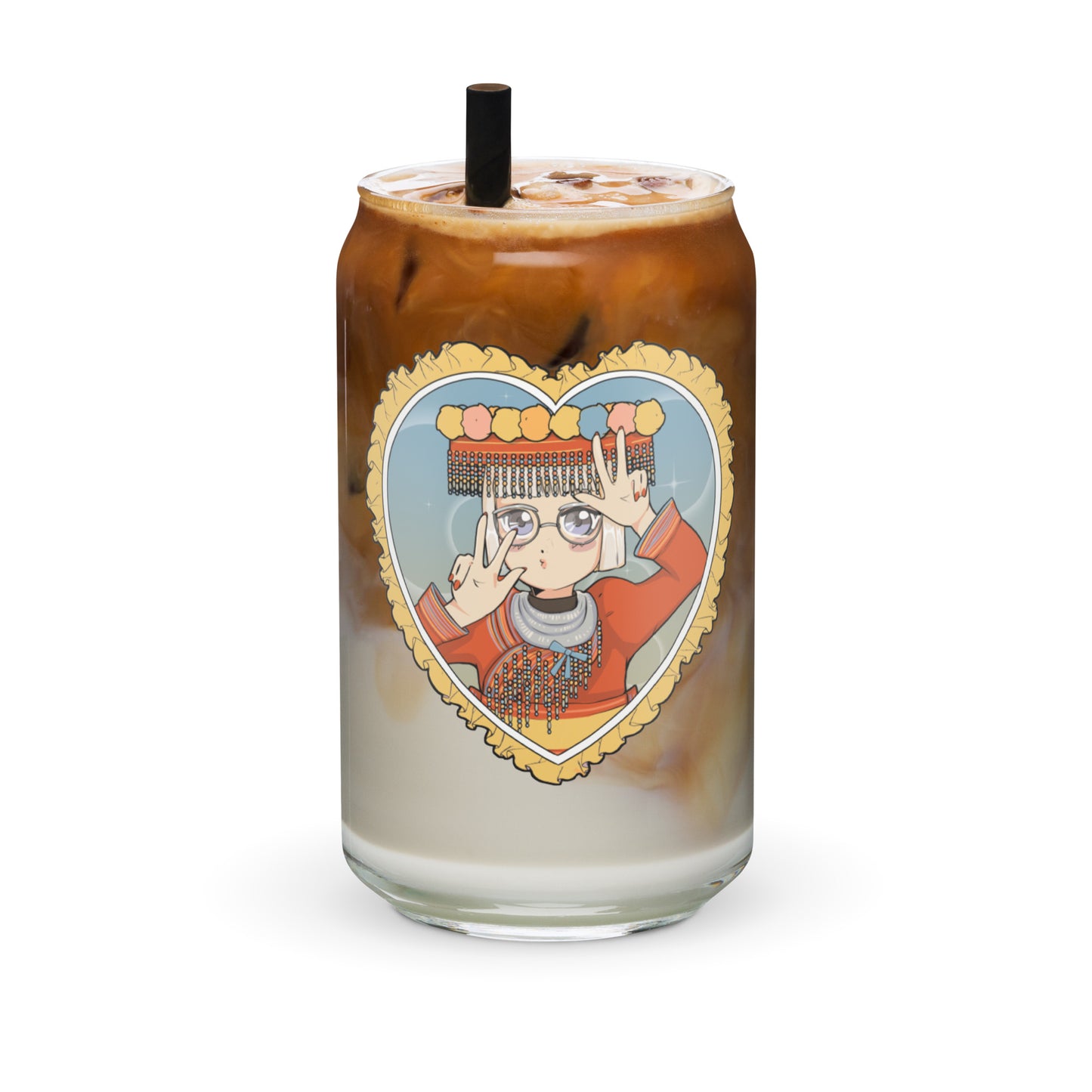 Luv Ruffled Heart Hmong Cutie Can-shaped glass by Fumibean