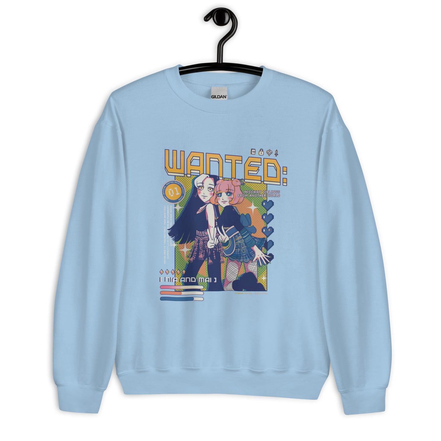 Mai and Nia Crewneck Sweatshirt by Fumibean - WANTED: siblings from another world (Webtoon by fumibean) Hmong, anime, fantasy, Hmong modern