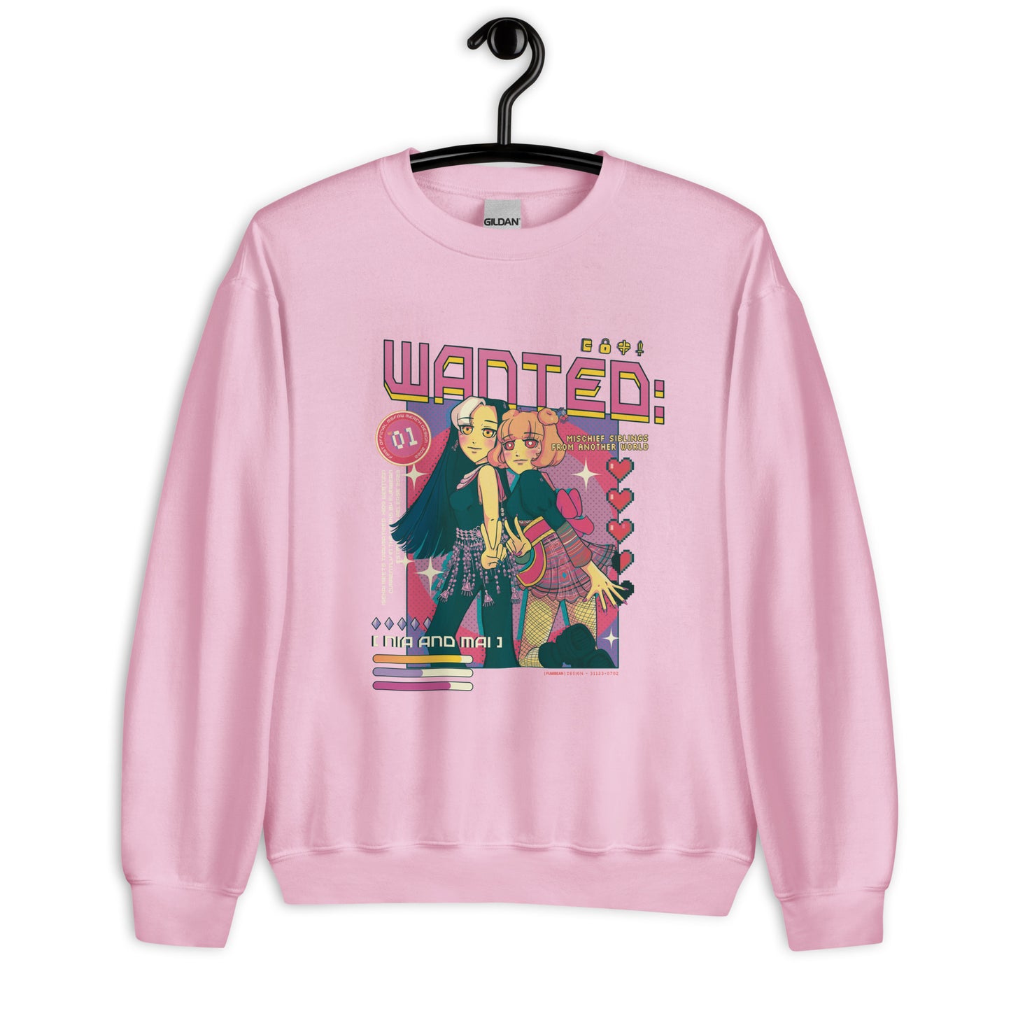 Mai and Nia Crewneck Sweatshirt by Fumibean - WANTED: siblings from another world (Webtoon by fumibean) Hmong, anime, fantasy, Hmong modern