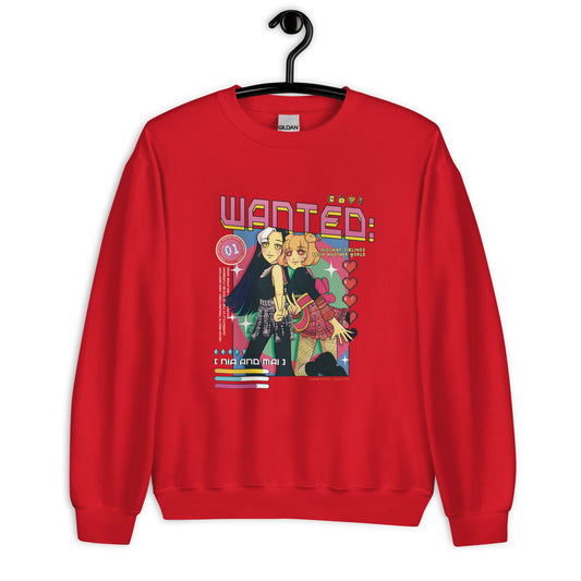 Mai and Nia Crewneck Sweatshirt by Fumibean - WANTED: siblings from another world (Webtoon by fumibean) Hmong, anime, fantasy, Hmong modern