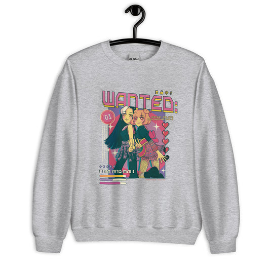Mai and Nia Crewneck Sweatshirt by Fumibean - WANTED: siblings from another world (Webtoon by fumibean) Hmong, anime, fantasy, Hmong modern