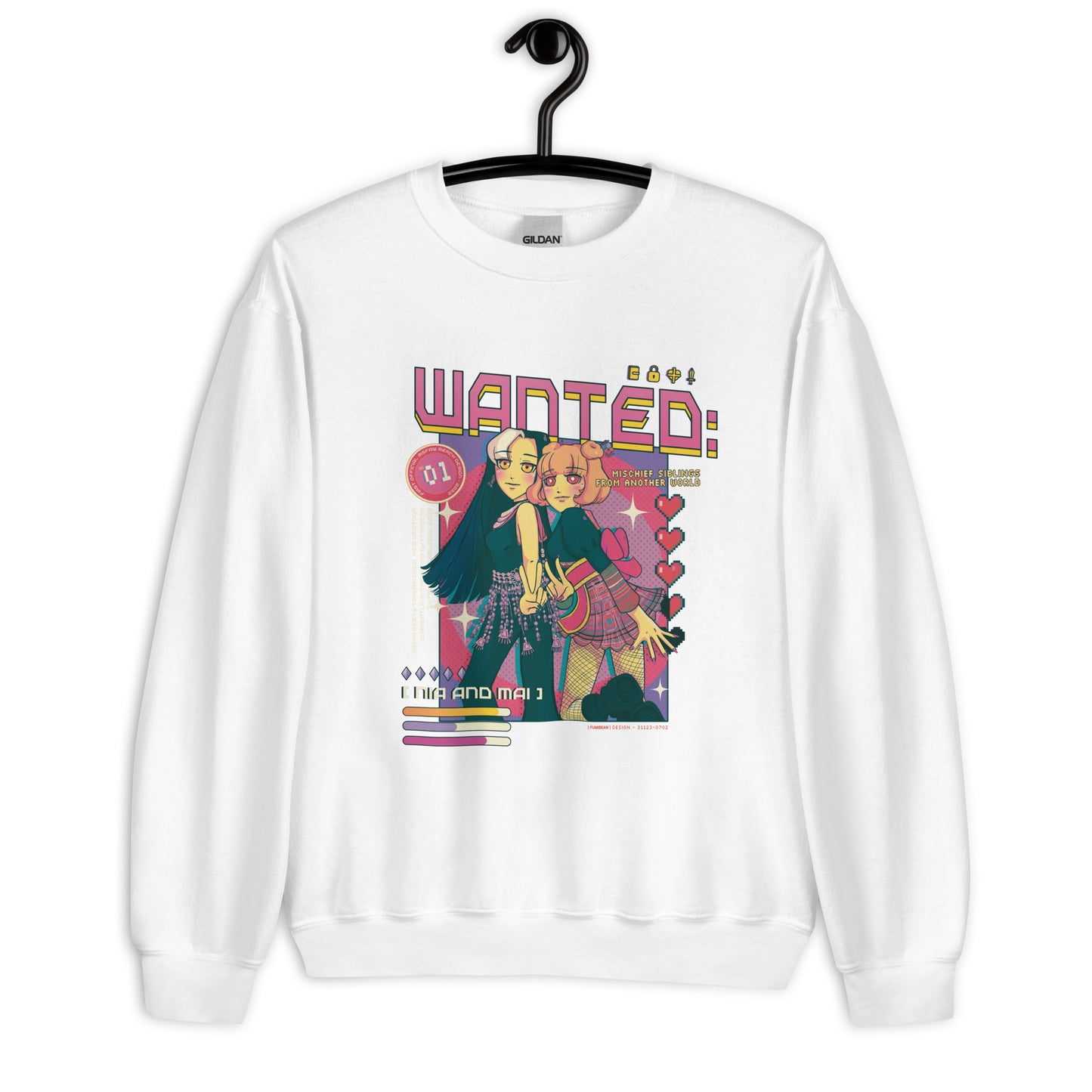 Mai and Nia Crewneck Sweatshirt by Fumibean - WANTED: siblings from another world (Webtoon by fumibean) Hmong, anime, fantasy, Hmong modern