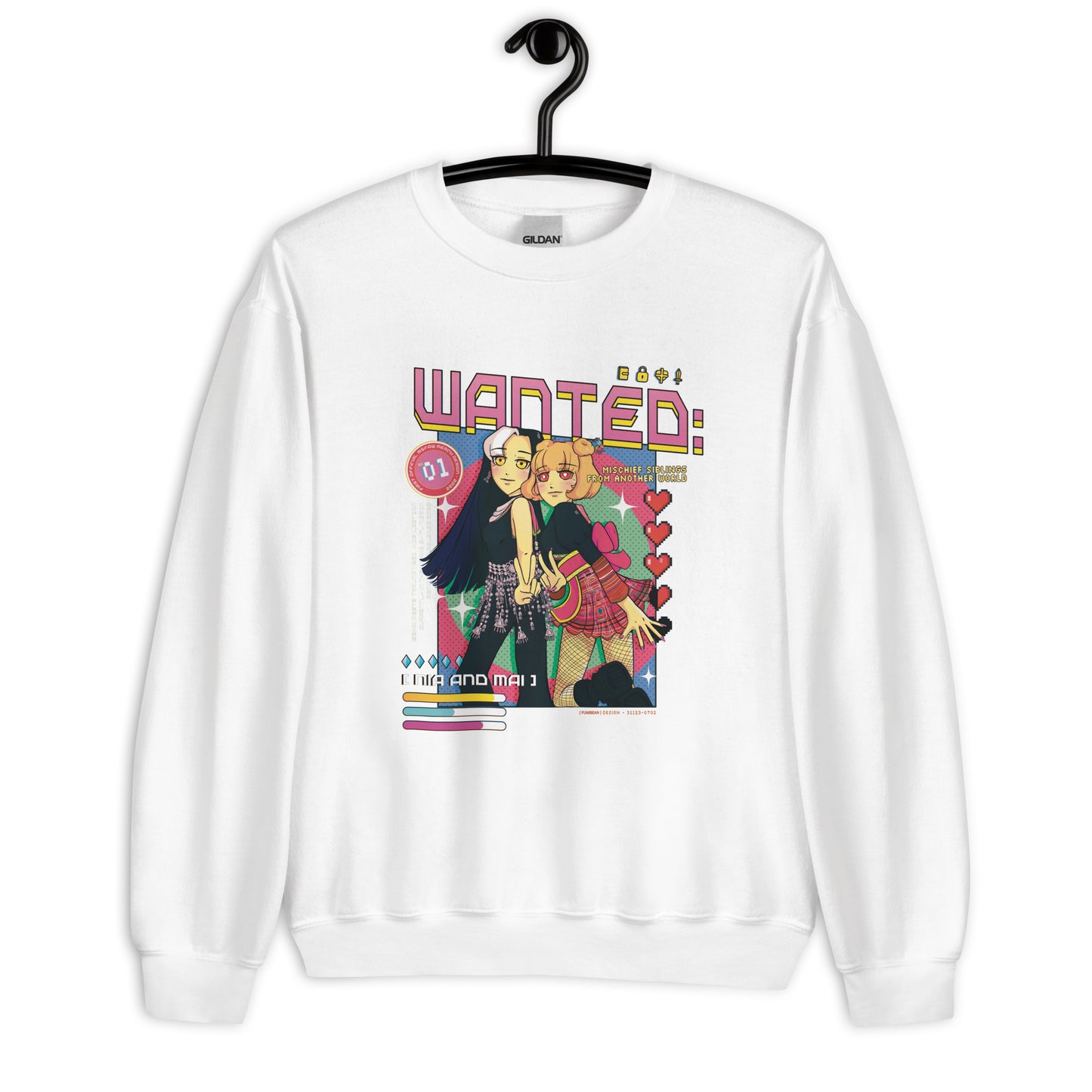 Mai and Nia Crewneck Sweatshirt by Fumibean - WANTED: siblings from another world (Webtoon by fumibean) Hmong, anime, fantasy, Hmong modern