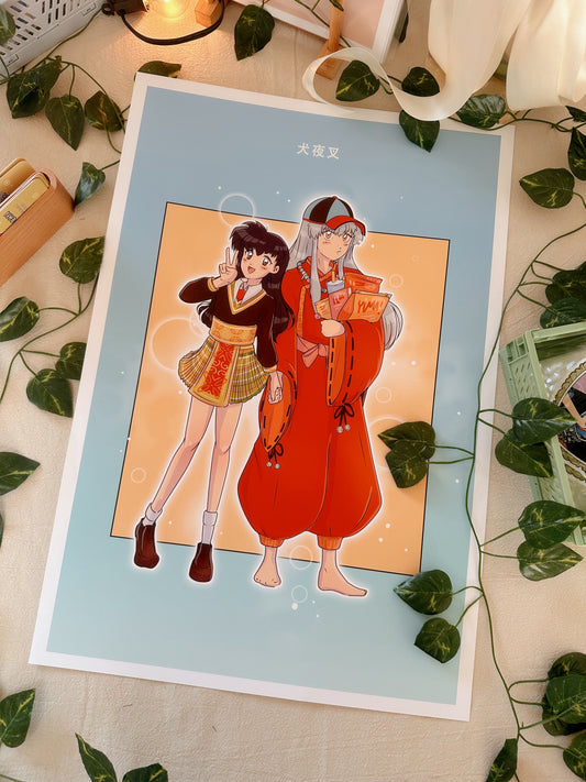 13"x19" Hmong-Anime InuYasha Couple Poster Print by Fumibean