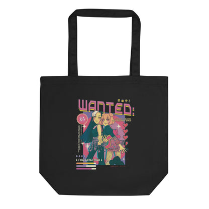 Mai & Nia Eco Tote Bag by Fumibean - "WANTED: Mischief Siblings From Another World!"