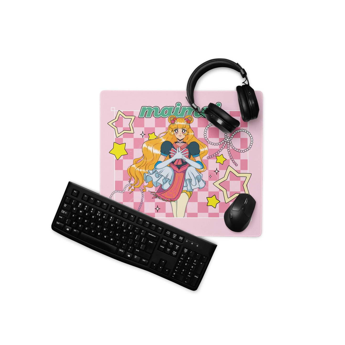 Princess MaiMai Checkered Gaming mouse pad by Fumibean