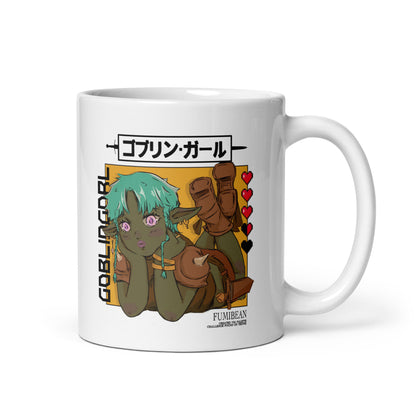 Goblin Gorl White glossy mug by Fumibean