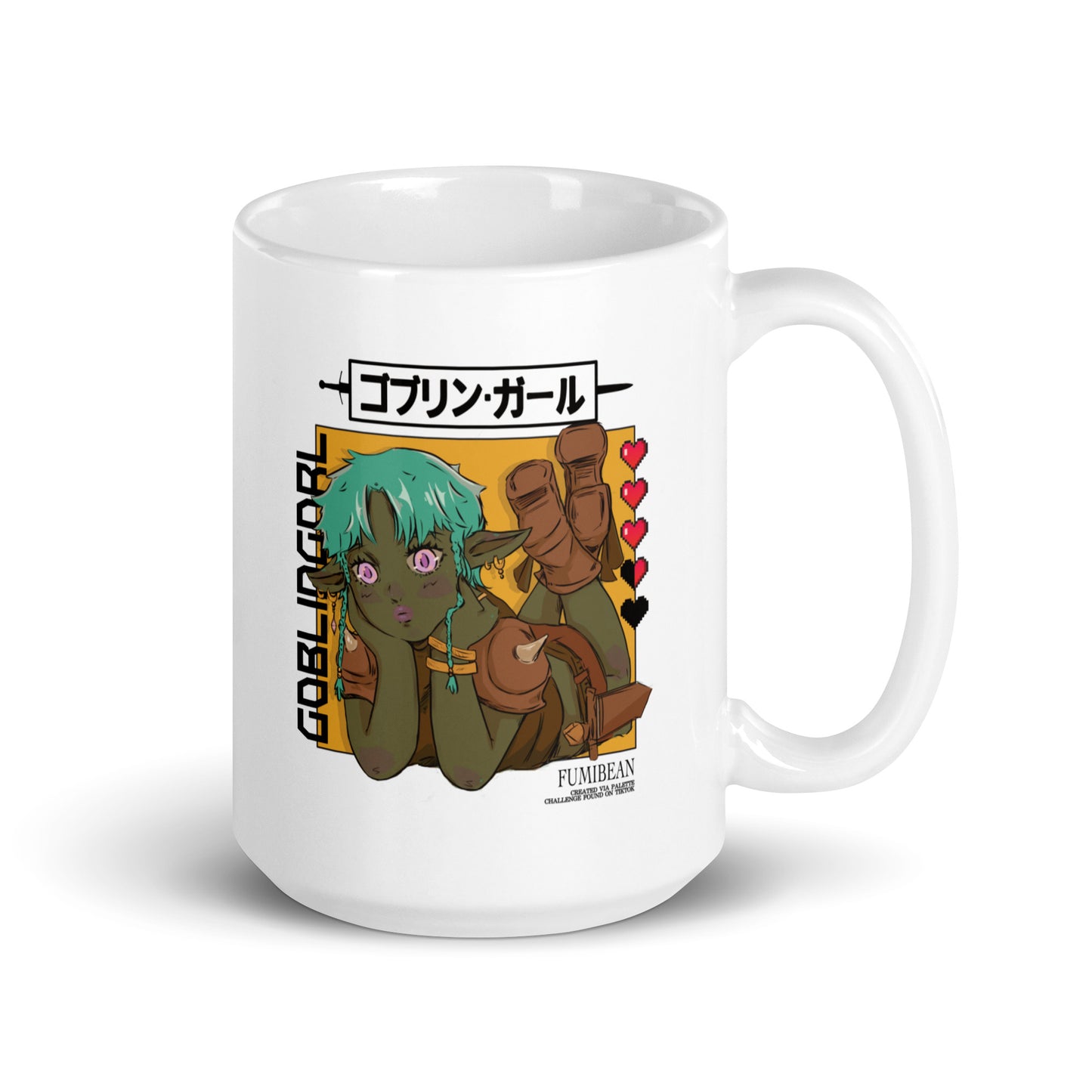 Goblin Gorl White glossy mug by Fumibean