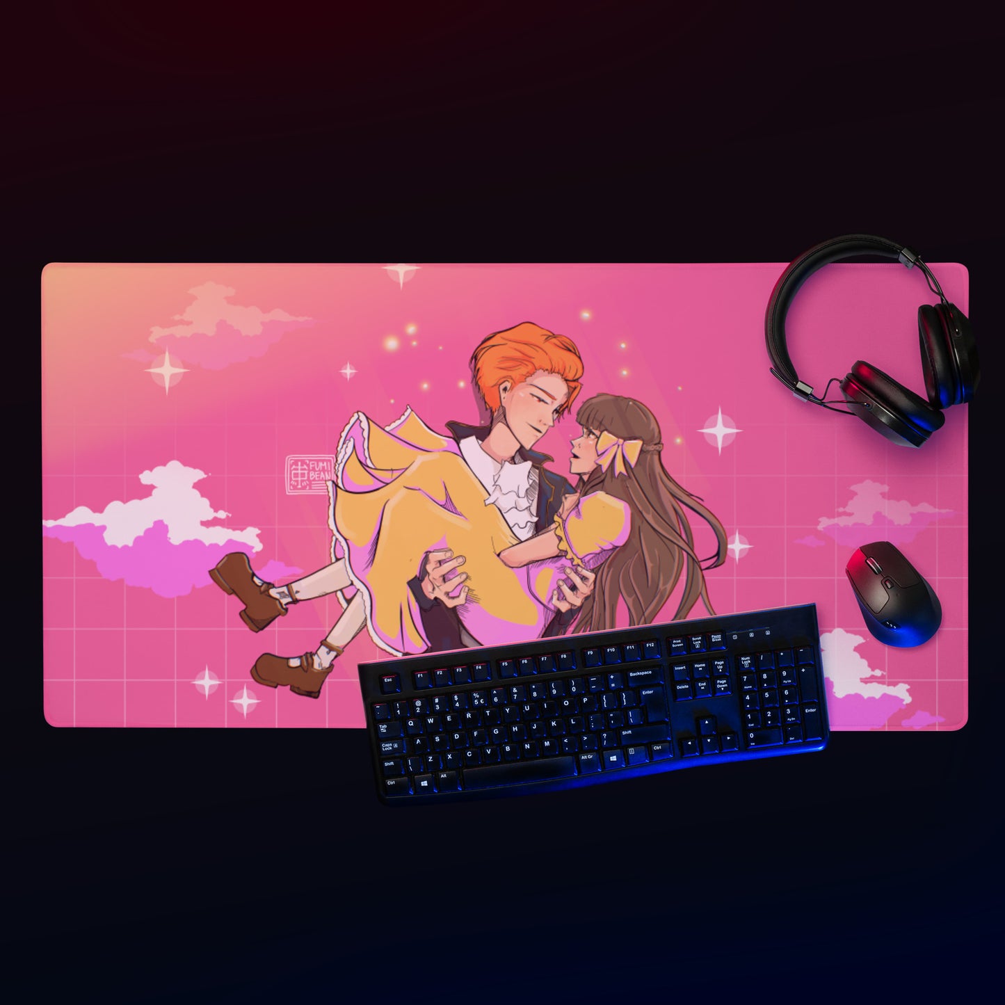 Prince and Princess Limited Edition Gaming mouse pad by Fumibean - Anime, gamer, christmas, gaming set up, kawaii, cottege core, pink