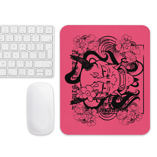 Pink Flower Mask Mouse pad by Fumibean - e-girl , gamer , gamer girl , computer setup, gaming, PC , e-girl , uwu , kawaii