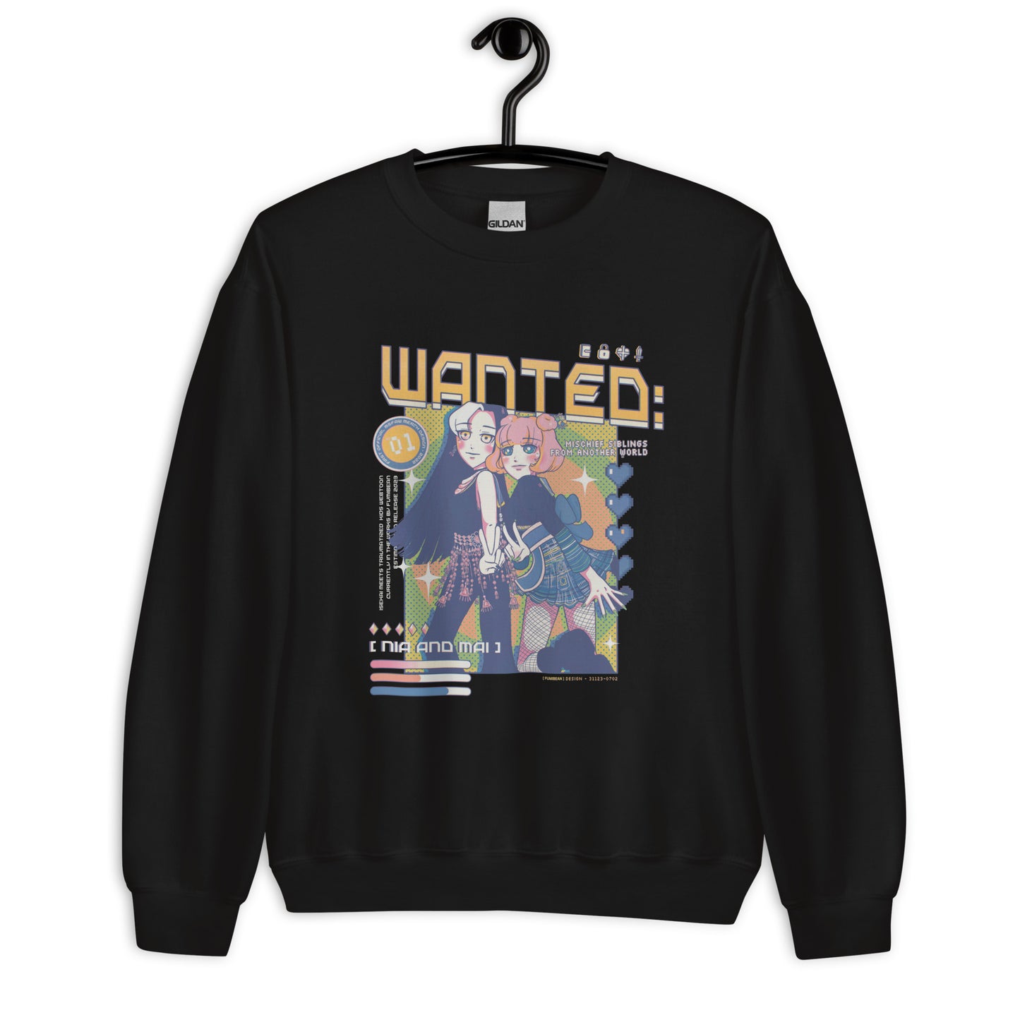 Mai and Nia Crewneck Sweatshirt by Fumibean - WANTED: siblings from another world (Webtoon by fumibean) Hmong, anime, fantasy, Hmong modern