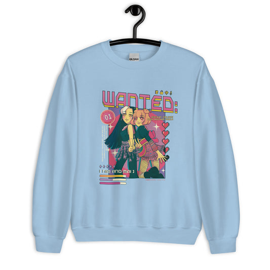 Mai and Nia Crewneck Sweatshirt by Fumibean - WANTED: siblings from another world (Webtoon by fumibean) Hmong, anime, fantasy, Hmong modern