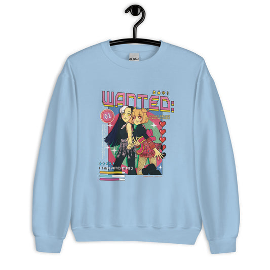 Mai and Nia Crewneck Sweatshirt by Fumibean - WANTED: siblings from another world (Webtoon by fumibean) Hmong, anime, fantasy, Hmong modern