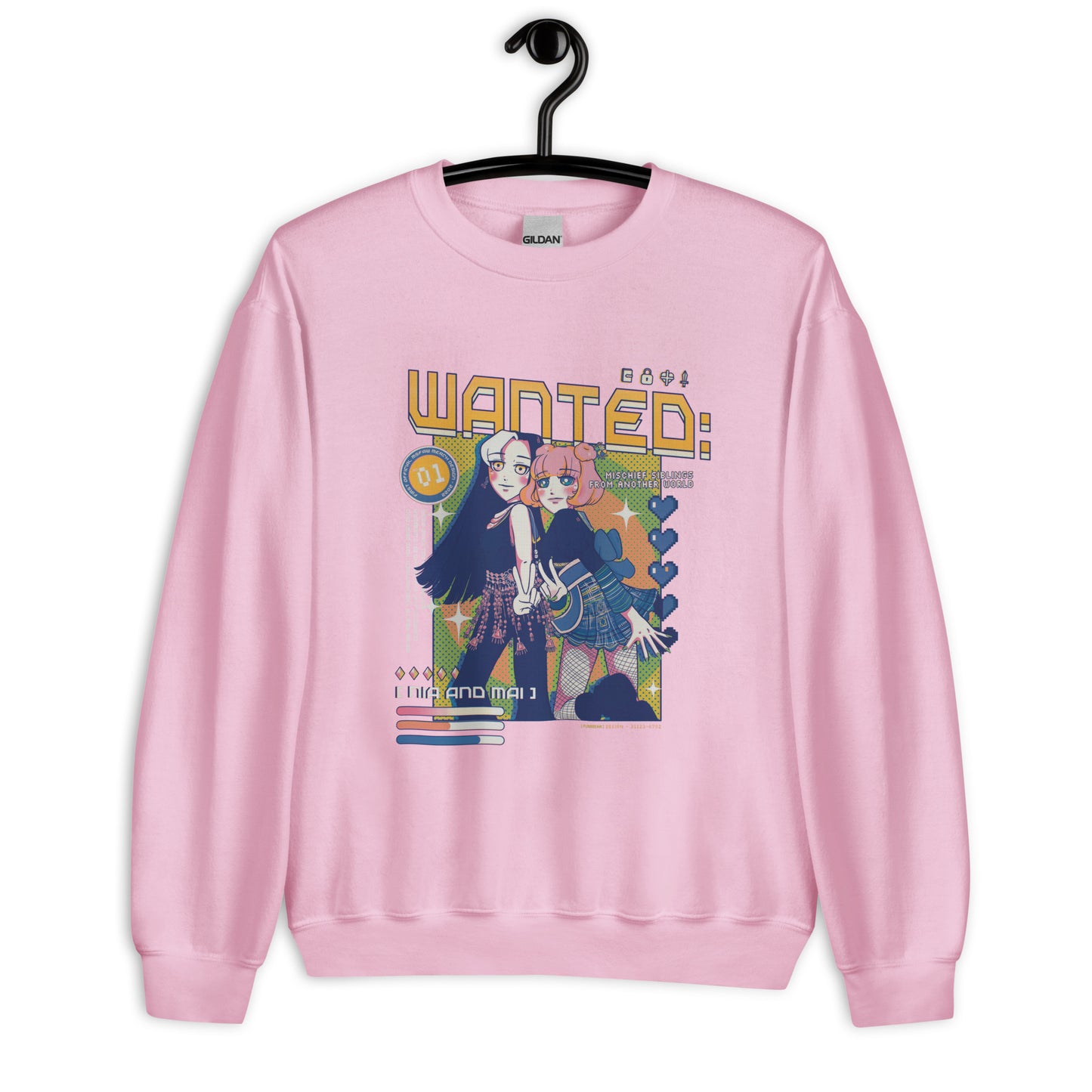 Mai and Nia Crewneck Sweatshirt by Fumibean - WANTED: siblings from another world (Webtoon by fumibean) Hmong, anime, fantasy, Hmong modern