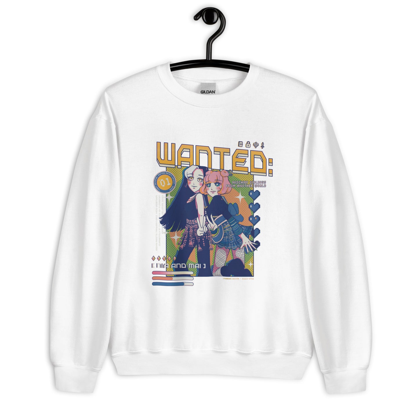 Mai and Nia Crewneck Sweatshirt by Fumibean - WANTED: siblings from another world (Webtoon by fumibean) Hmong, anime, fantasy, Hmong modern